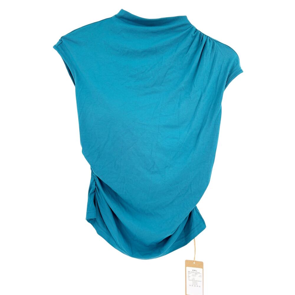 OGL Top Size M NEW Eco-SkinKiss Mockneck Ruched Cropped Bra Top Dark Marine Blue - Picture 6 of 13